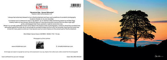 Sycamore Gap - Sunset Silhouette_A5 Greeting Card_CDL.GRE.HAD.029