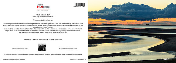 Dusk at Budle Bay_A5 Greeting Card_CDL.GRE.BAM.039