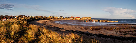 Beadnell Harbour and Dunes Pano