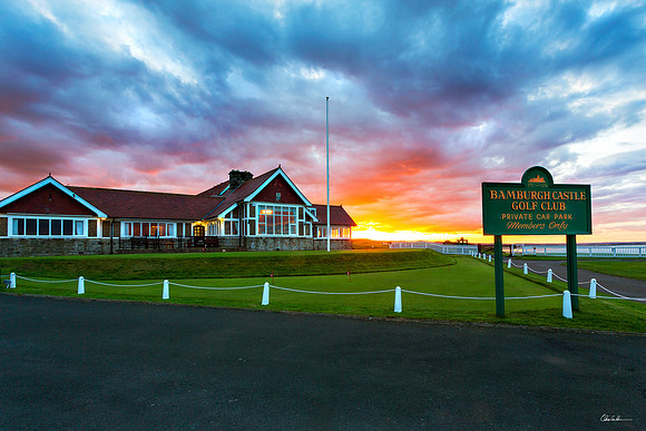 "Bamburgh Castle Golf Club Sunset"