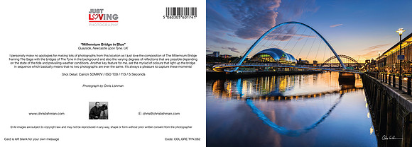 Millennium Bridge in Blue_A5 Greeting Card_CDL.GRE.TYN.062