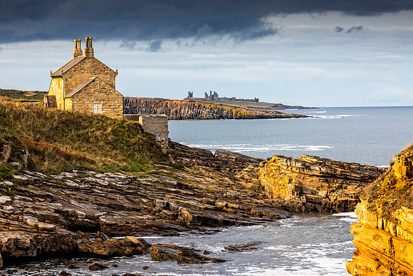 Bathing House and Dunstanburgh Castle