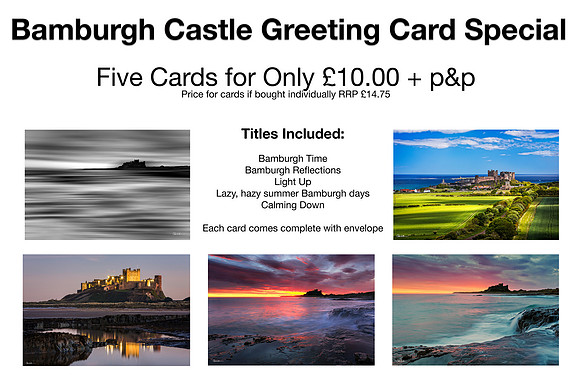 Bamburgh Castle Special - 5 Cards for Only £10 +p&p