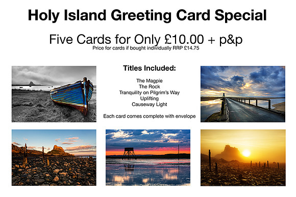 Holy Island Special - 5 Cards for Only £10 +p&p